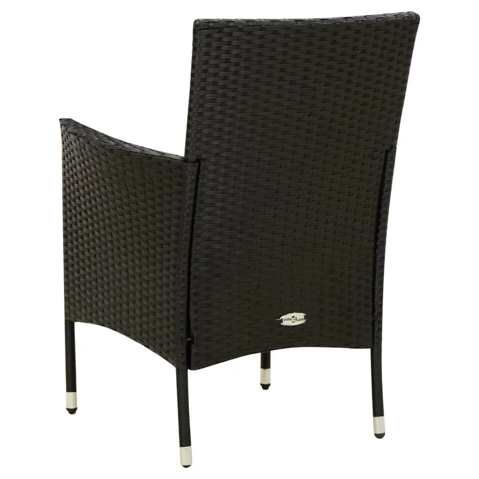 vidaXL - Buitenstoel - Kussens - Zwart - Poly rattan - 2 stuks