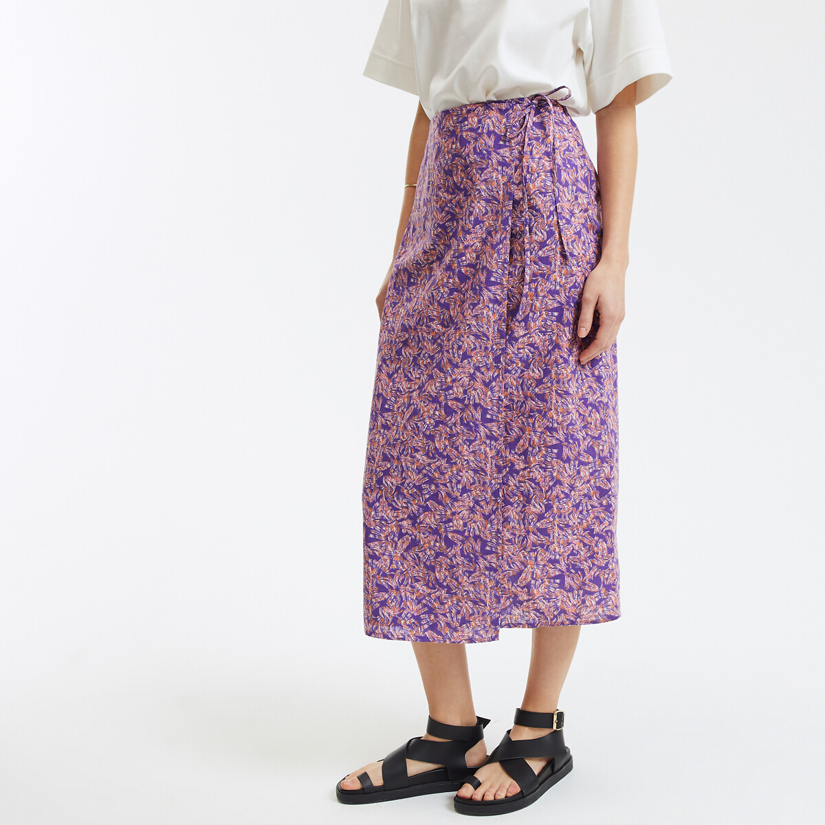 COLEÇÕES LA REDOUTE<br>Saia longa, modelo envelope, estampa floral