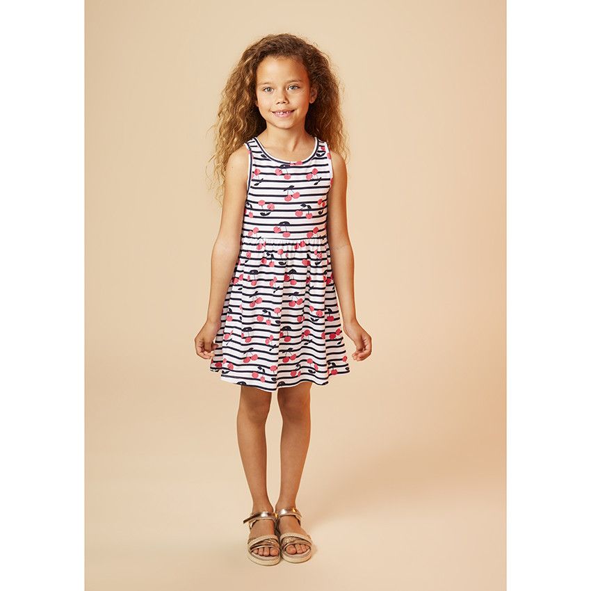 Robe à bretelles imprimé papillons pour fille - Blanc