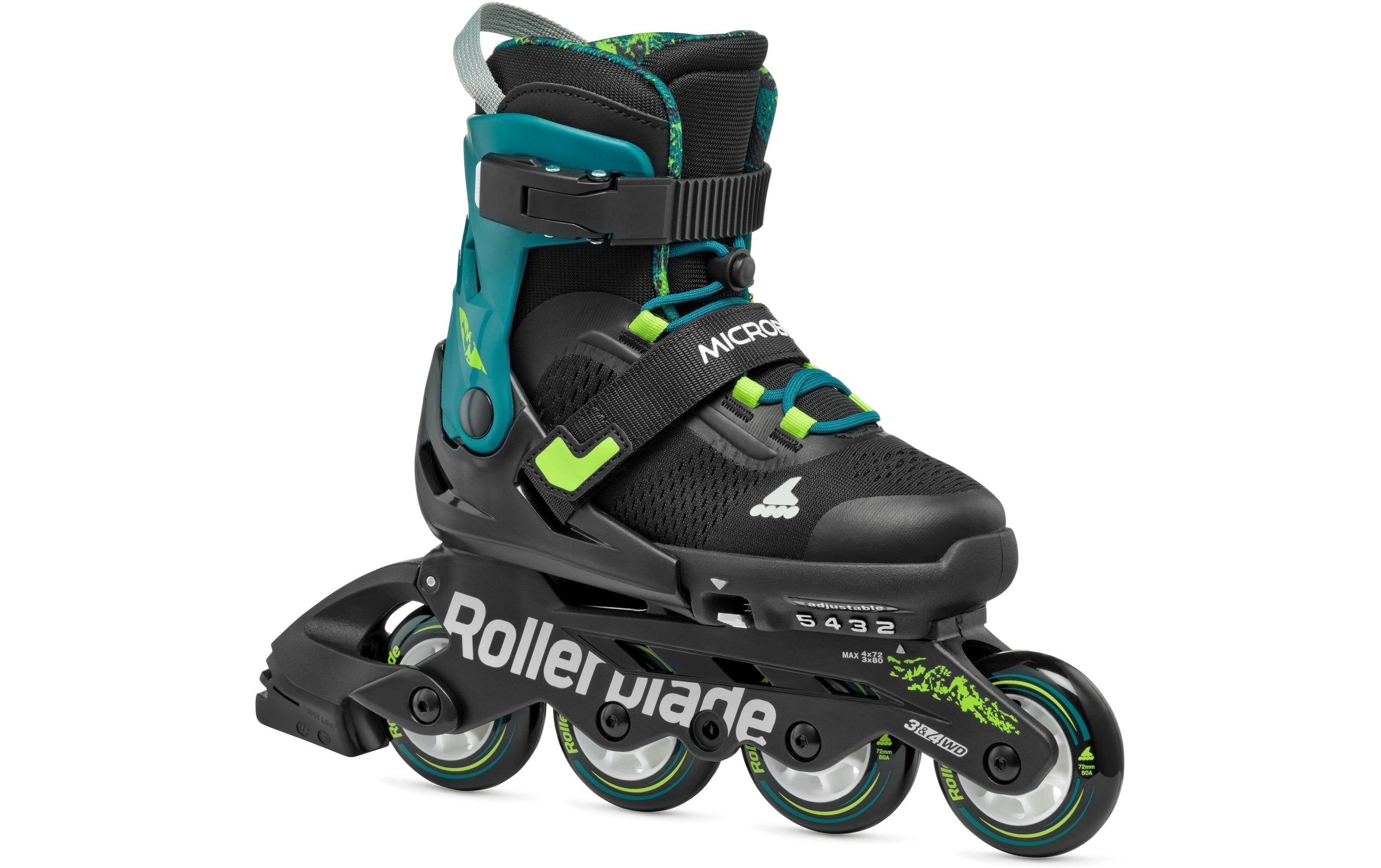 Inline-Skates Microblade XT Schwarz/Petrolgrün, 28-32Verstellbare Inline-Skates für Kinder