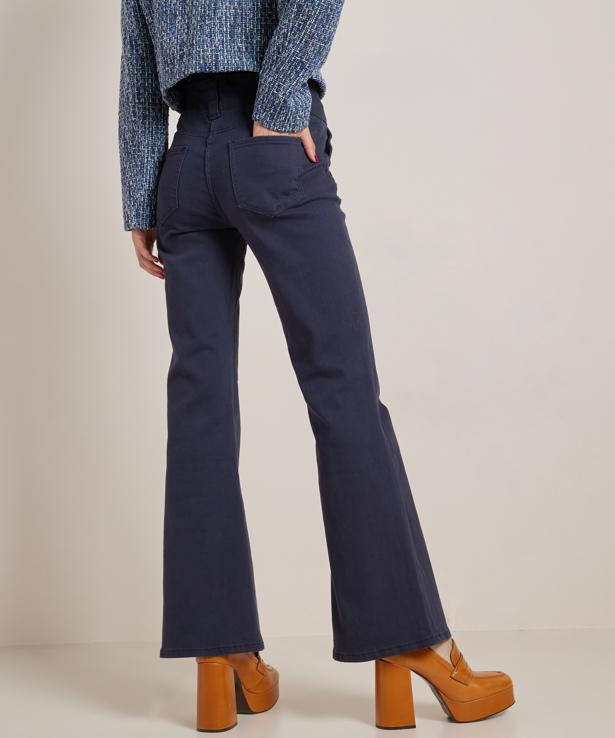 wide fit stretch twill broek knopen