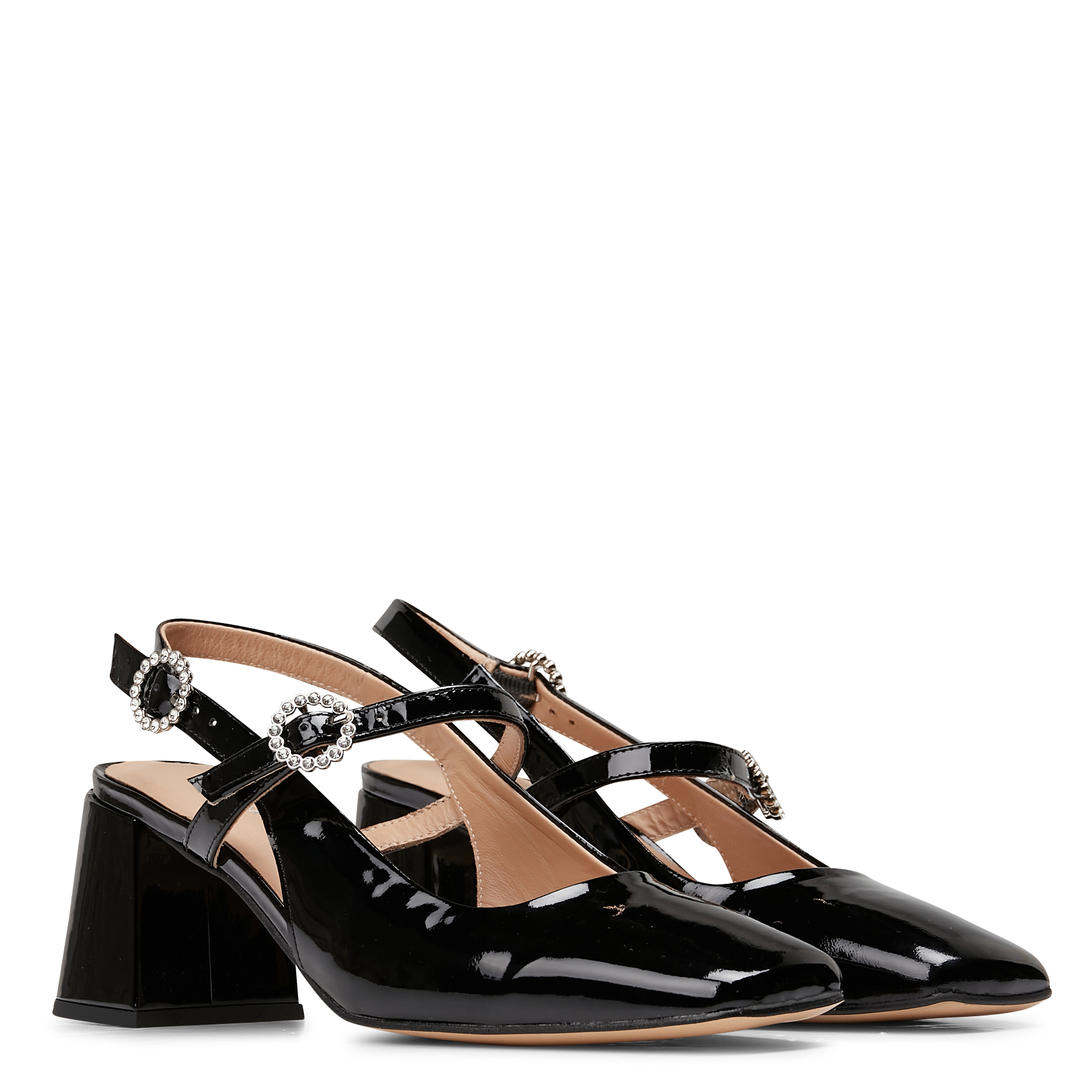 DINANE - Sandales hautes en cuir verni | Noir