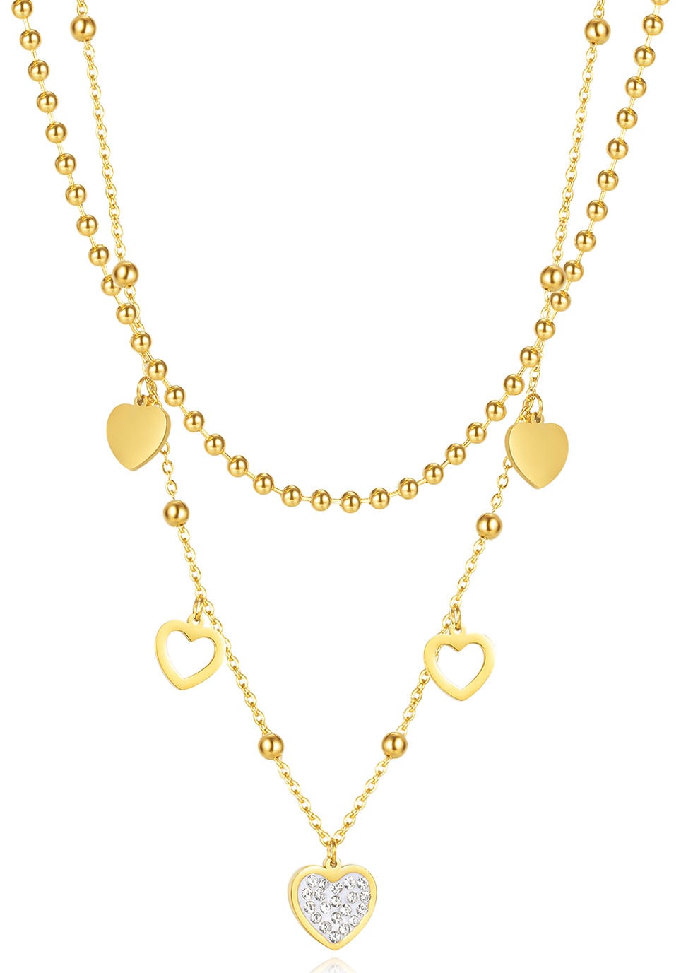Firetti Kette mit Anhänger »Schmuck Geschenk Hearts Charm« mit Zirkonia (synth.)