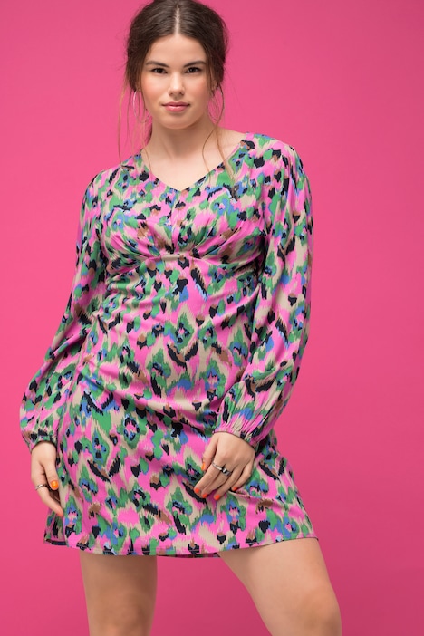 Minikleid, Fitted Fit, Colorprint, Langarm