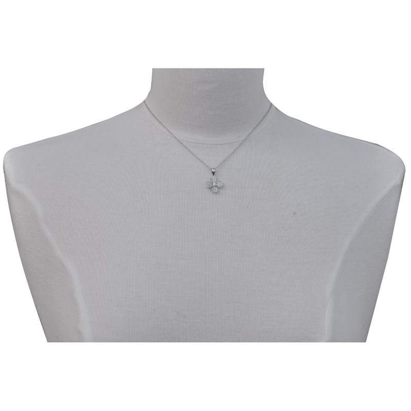 Collier Fleur Pendentif Argent Rhodié et Strass