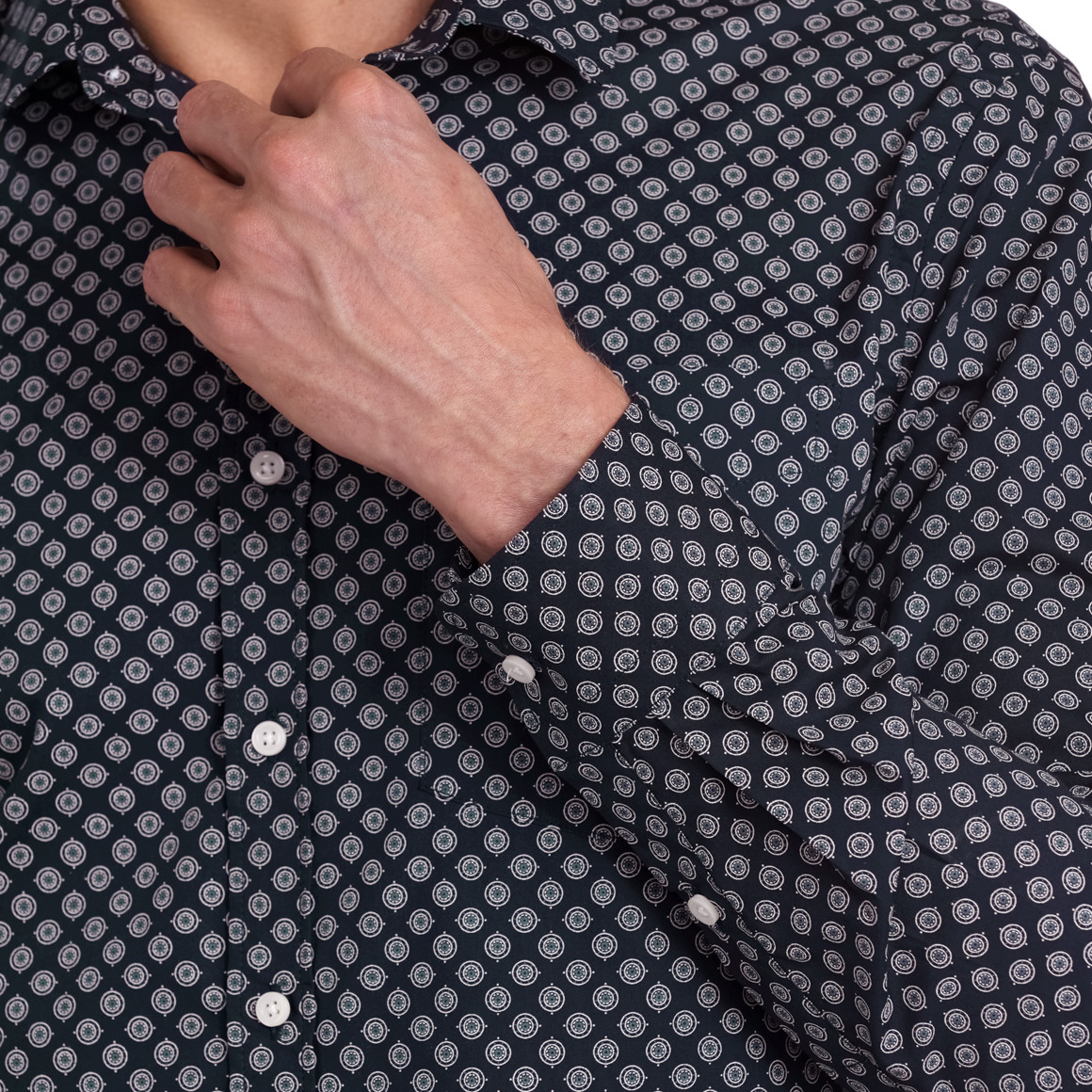 VanVaan Herren Hemd mit Allover-Muster dunkelblau