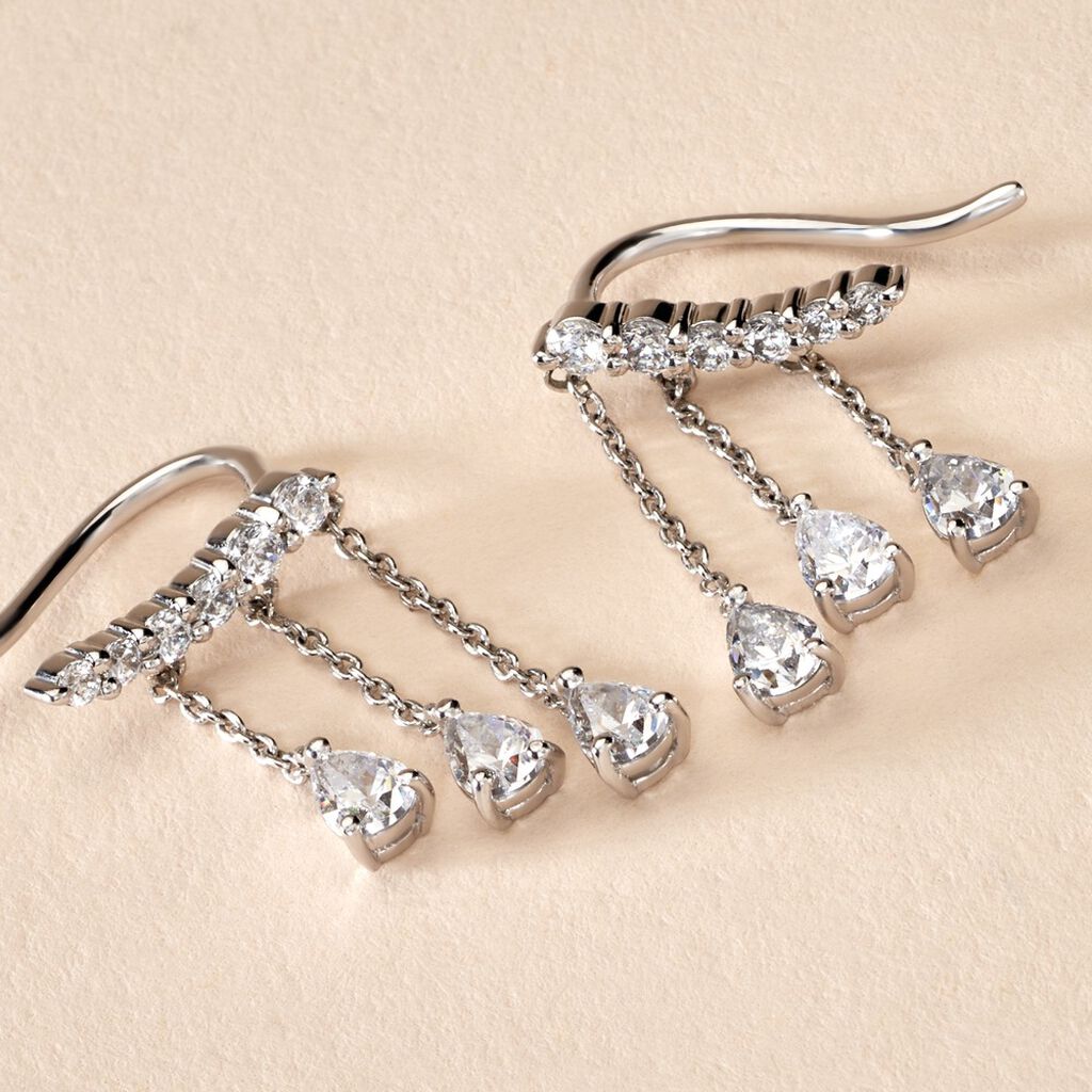 Boucles D'oreilles Pendantes Rilla Argent Blanc Oxyde De Zirconium