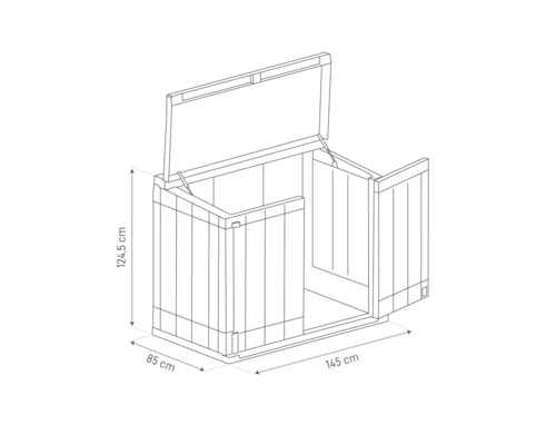 Stora Way Plus XL opbergbox inclusief gasveren, 145 x 85 x 124,5 cm, houtlook, taupe-antraciet