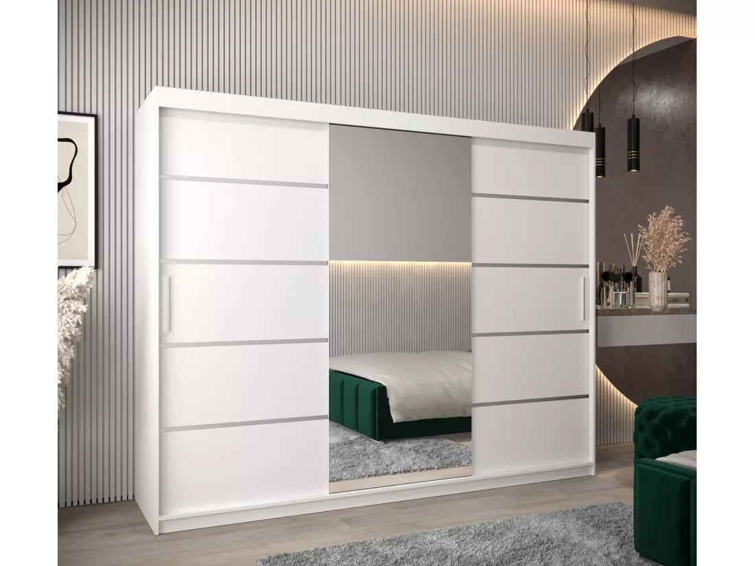 ARMOIRE VERONA 2 À PORTES COULISSANTES 200/250/62 3 Portes (Blanc/Blanc)