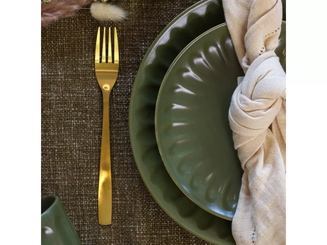 Novastyl - Lot 6 Assiettes Plates Bistrot 27cm En Faience Kaki