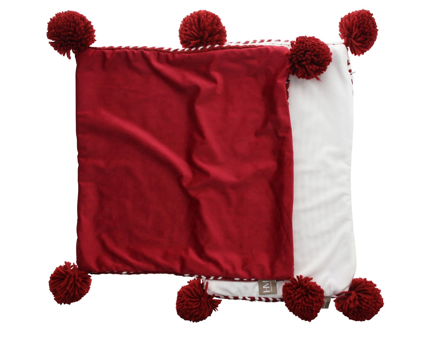 FRANK FLECHTWAREN | Kussenhoes met pompons, set van 2, 45x45cm, 50x30cm, POLYESTER, ACRYL