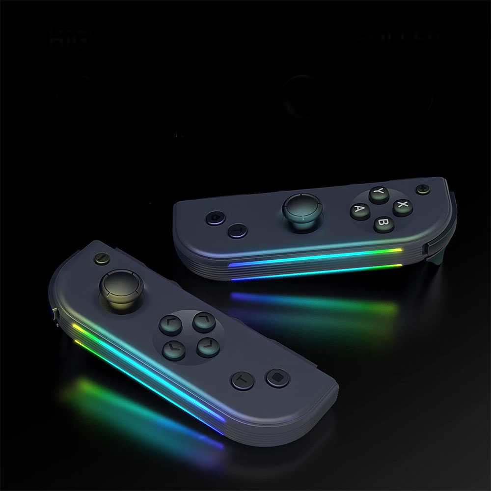 (2er Set) Gamepad Controller mit Handschlaufe und RGB Beleuchtung kompatibel für Nintendo Switch / OLED - Grau