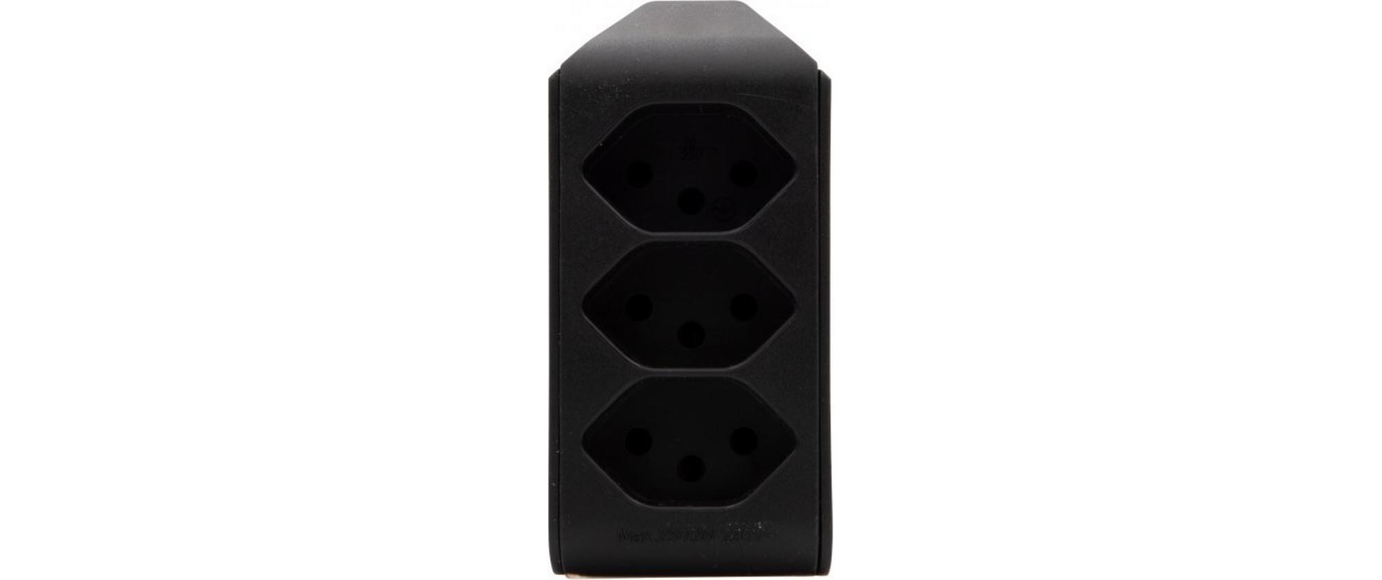 Abzweigstecker 3 x T13, 300° drehbar, SchwarzMehrfachstecker 230 V ohne Schalter
