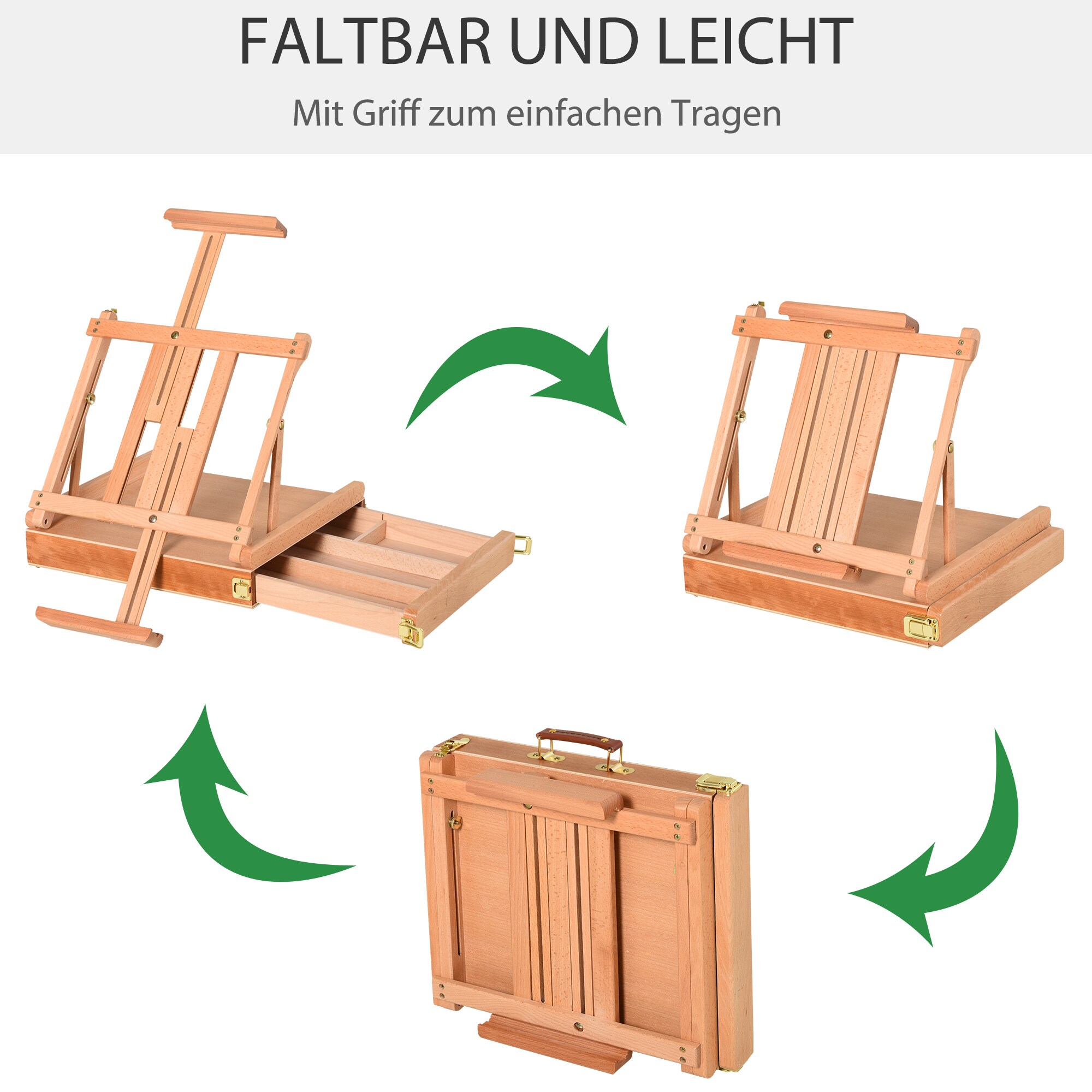 Vinsetto Staffelei mit verstellbaren Winkeln natur 42 x 36 x 12,5-69,9 cm (BxTxH)