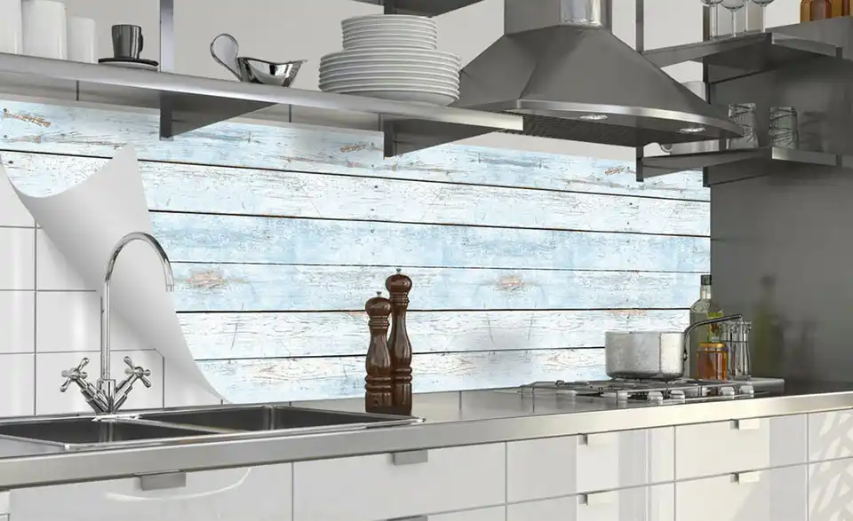 Küchenrückwand-Folie Fixy Wood light blue 220 cm Wood light blue