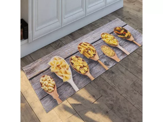 tapis cuisine 50x150 en PVC gris et beige motif fresque KITCHCUI