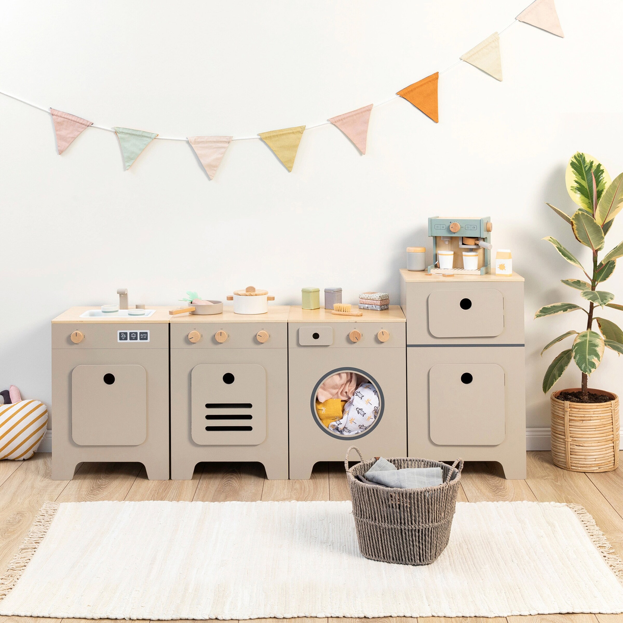 MUSTERKIND Kinderkühlschrank Mix & Match warmgrau/natur