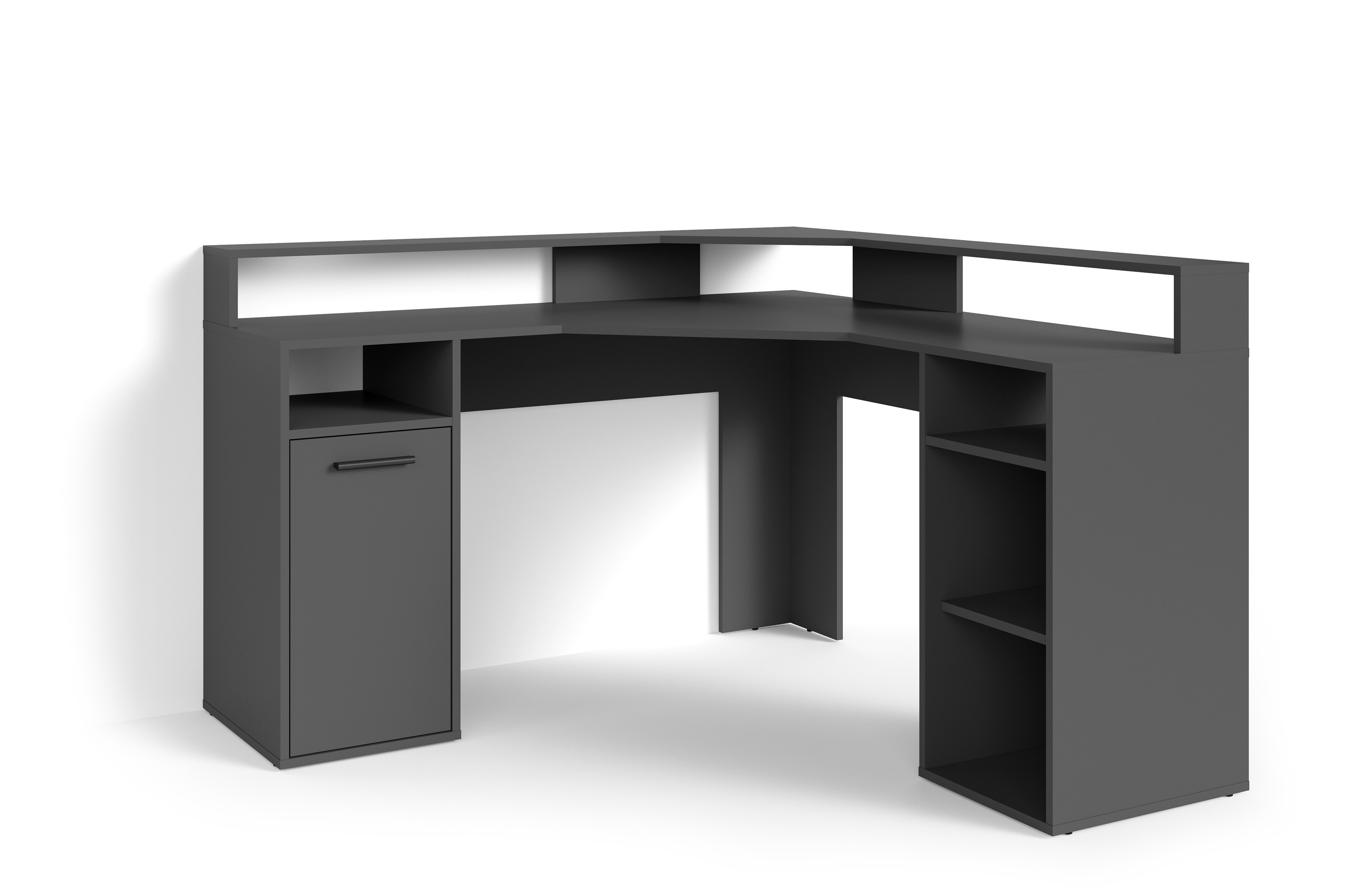 byLIVING Schreibtisch FOX, Breite 139 cm, anthrazit, offene Fächer, Tür, Ablage