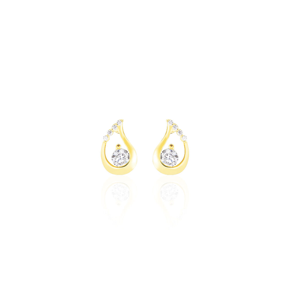 Boucles D'oreilles Puces Helie Goutte Or Jaune Oxyde De Zirconium