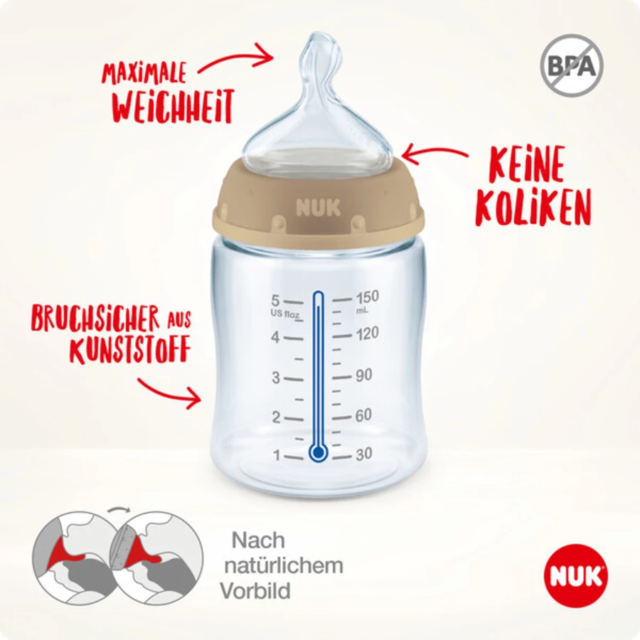 NUK Babyflasche First Choice⁺ 150ml in beige