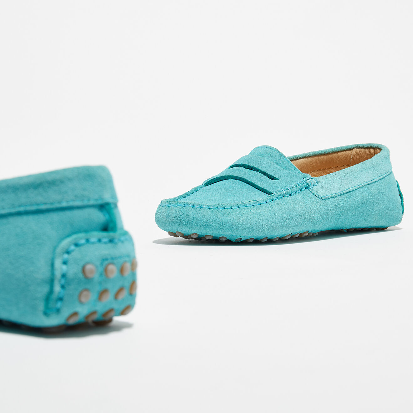 Loafers Mocassins en Velours de Cuir Miss Daim  aqua