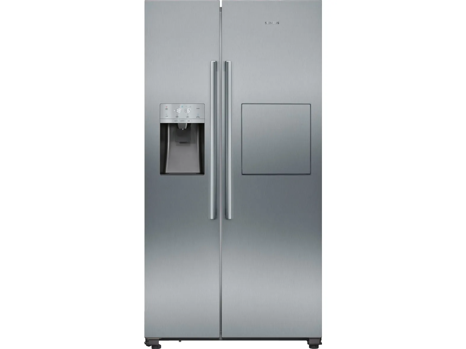 Siemens iQ500 KA93GAIEP - Køleskab/fryser - side ved side med vanddispenser, isdispenser - bredde: 90.8 cm - dybde: 76.2 cm - højde: 178.7 cm - 560 liter - Klasse E - rustfrit stål