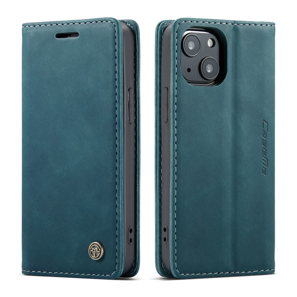 iPhone 13 Mini Leder Tasche Flip Wallet Etui mit Kartenfächern - Blaugrün