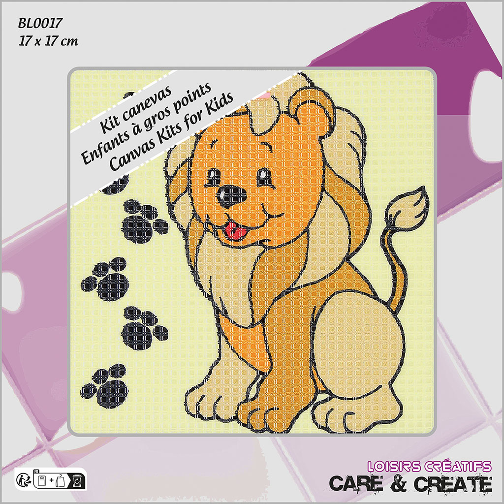 Kit point de croix gros point lion 15x15cm