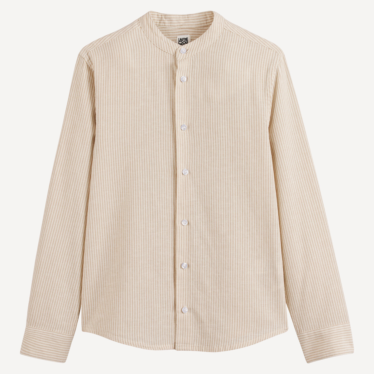 COLEÇÃO LA REDOUTE<br>Camisa listrada, gola mandarim, algodão/linho