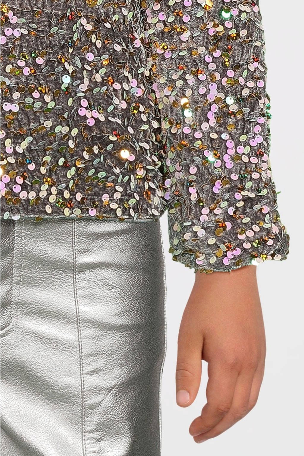 NAME IT top NKFRUNICA met all over print en pailletten grijs/lila/goud