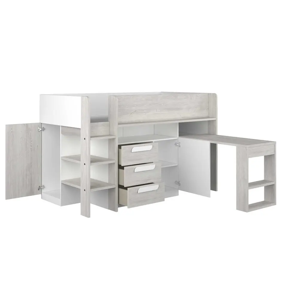 Halfhoogslaper Beau 90x200 met bureau - wit