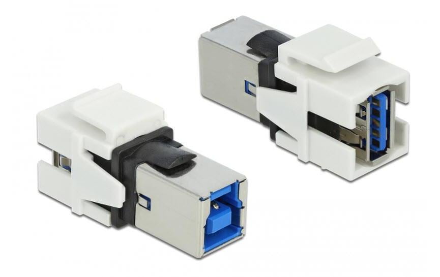Keystone-Modul USB 3.0, A – B, (f-f) WeissDelock Keystone Modul USB 3.0 A Buchse > USB 3.0 B Buchse weiss