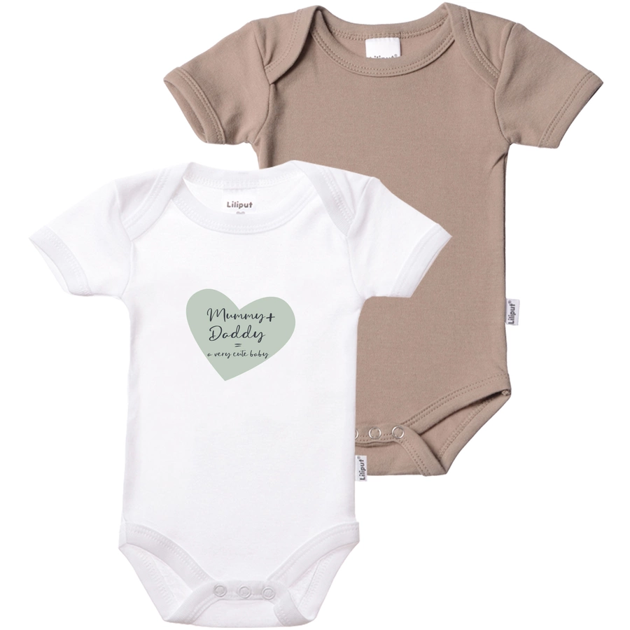 Liliput Baby-Body 2er Pack Mommy+Daddy weiss coffee