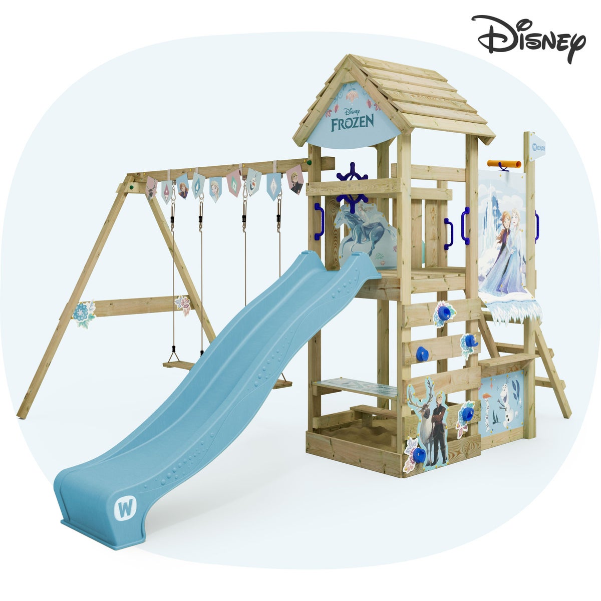 WICKEY Disney Frozen Adventure Speeltoren met Glijbaan en Dubbele Schommel