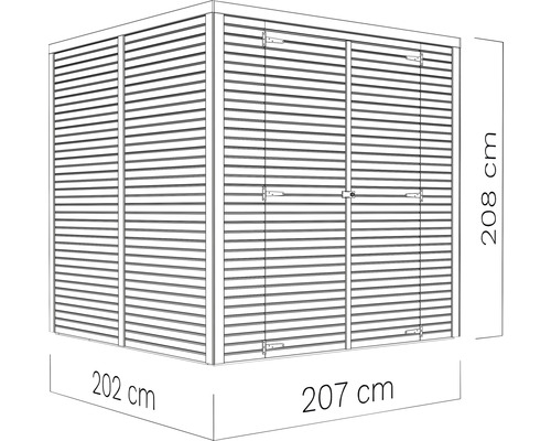 Bertilo Cubico 3 Fineline Rhombus profiel tuinhuis, 207 x 211 cm, naturel