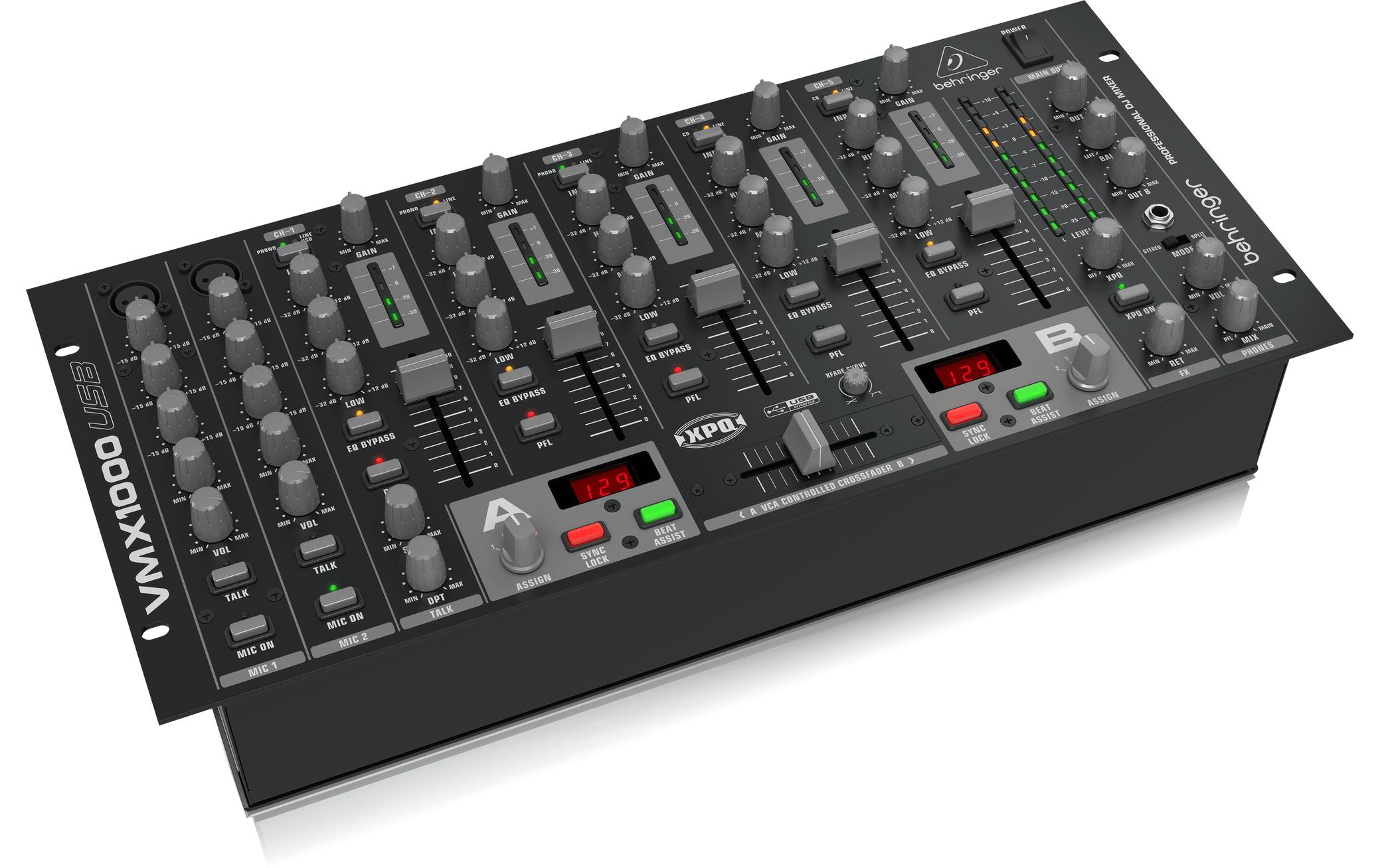 DJ-Mixer VMX1000USB<br>7-Kanal-DJ-Mixer für Rackmontage und USB-Audio-Interface
