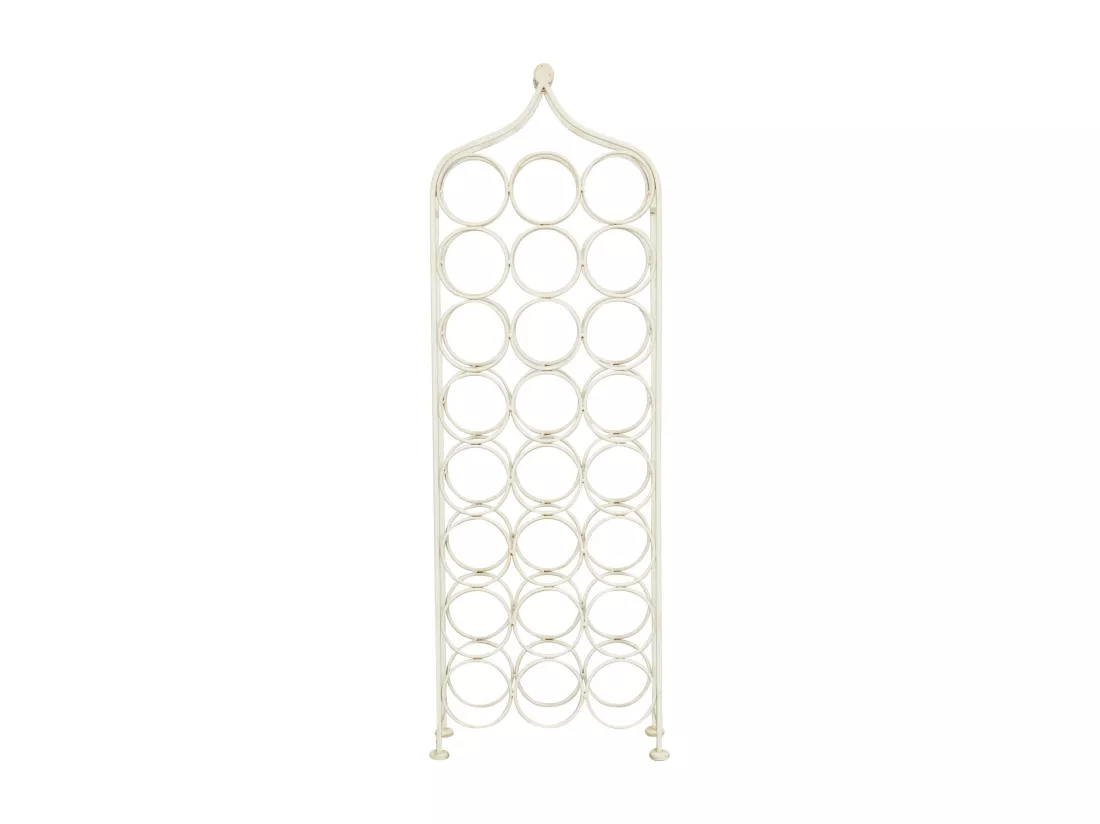 Porte-bouteille Vinique en fer forgé finition blanc antique - 24 bouteilles - 36x16x106 cm