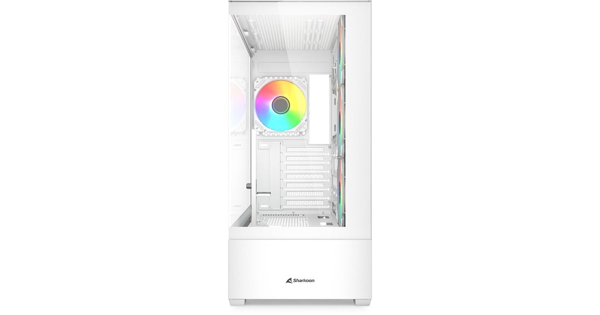 SharkoonAK6 RGB midi tower behuizing  (Wit | 2x USB-A | 1x USB-C | RGB | Tempered Glass)