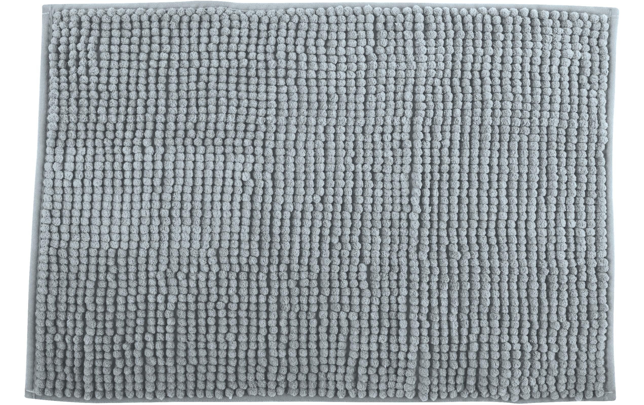 Badteppich Chenille 40 x 60 cm, HellgrauBadematte mit rutschfester Unterseite