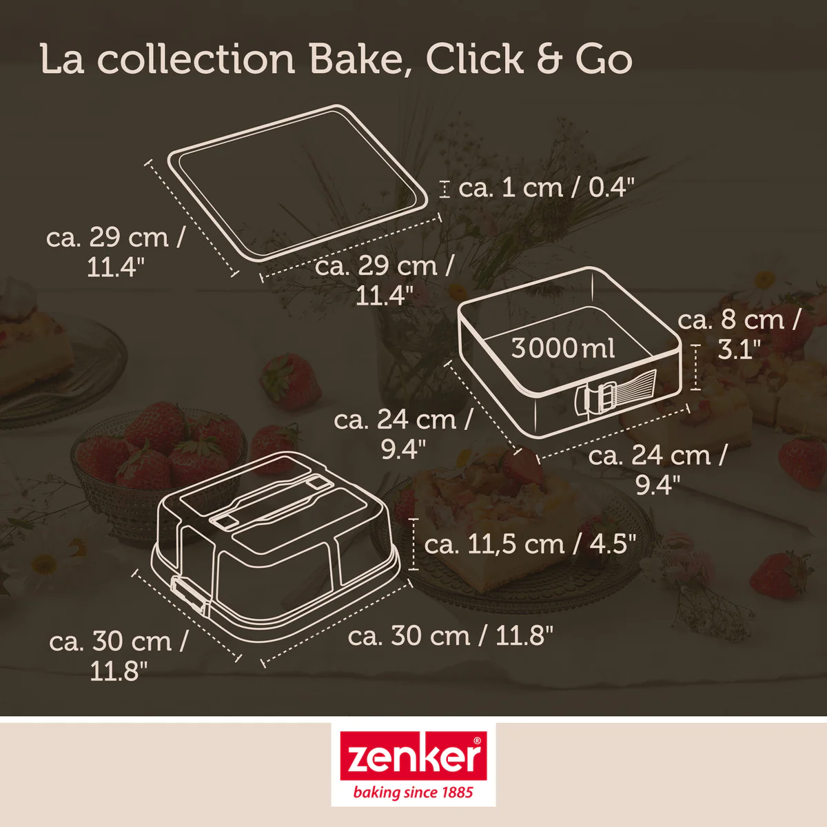Moule à charnière carré avec couvercle Bake Click and Go Zenker