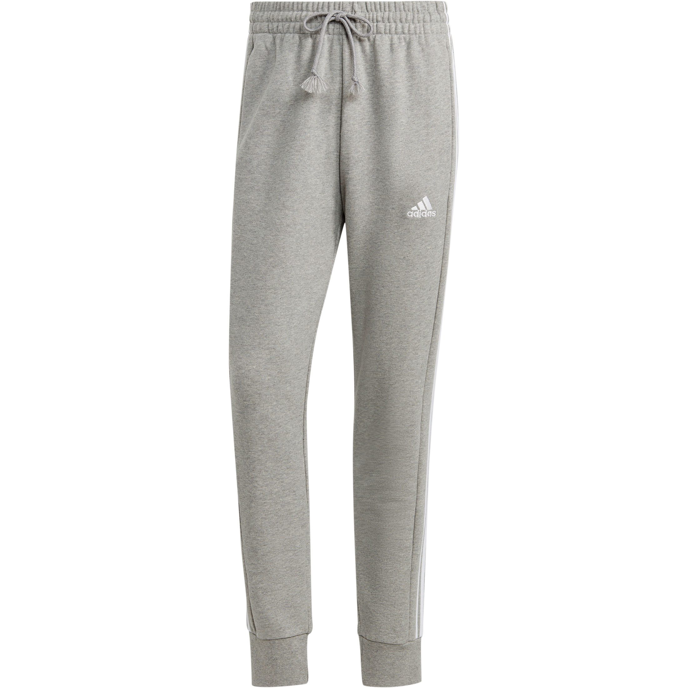 adidas Essentials French Terry Tapered Cuff 3-Streifen Jogginghose Herren medium grey heather