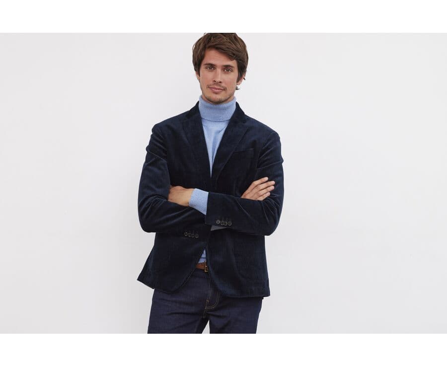 Blazer velours homme Marine - LÉANDRUS