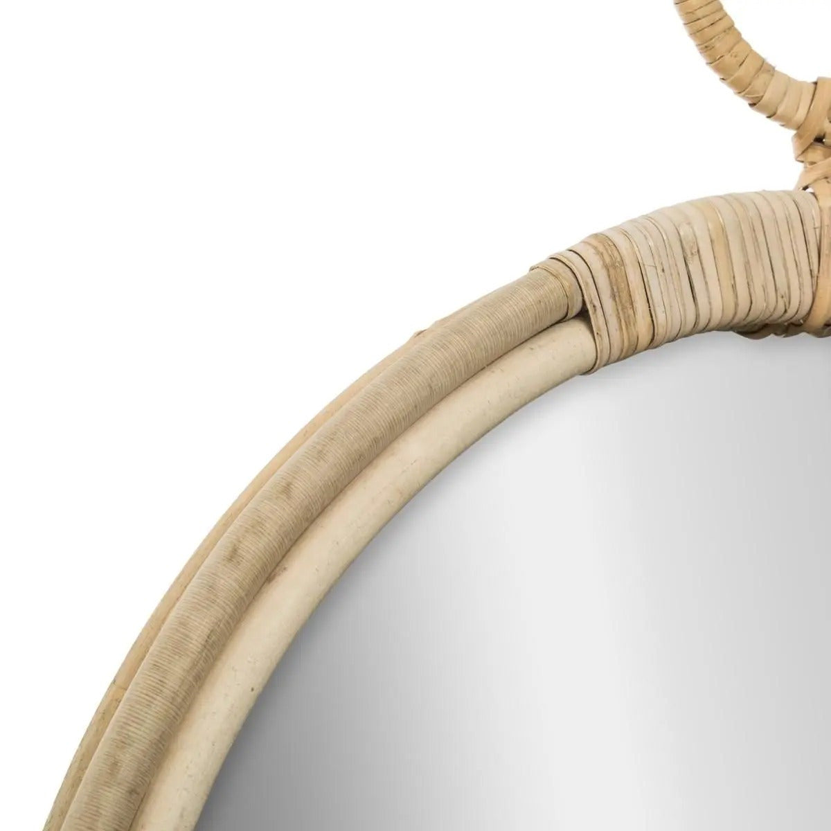 Atmosphera Wandspiegel - rond - rotan - beige - 38 cm