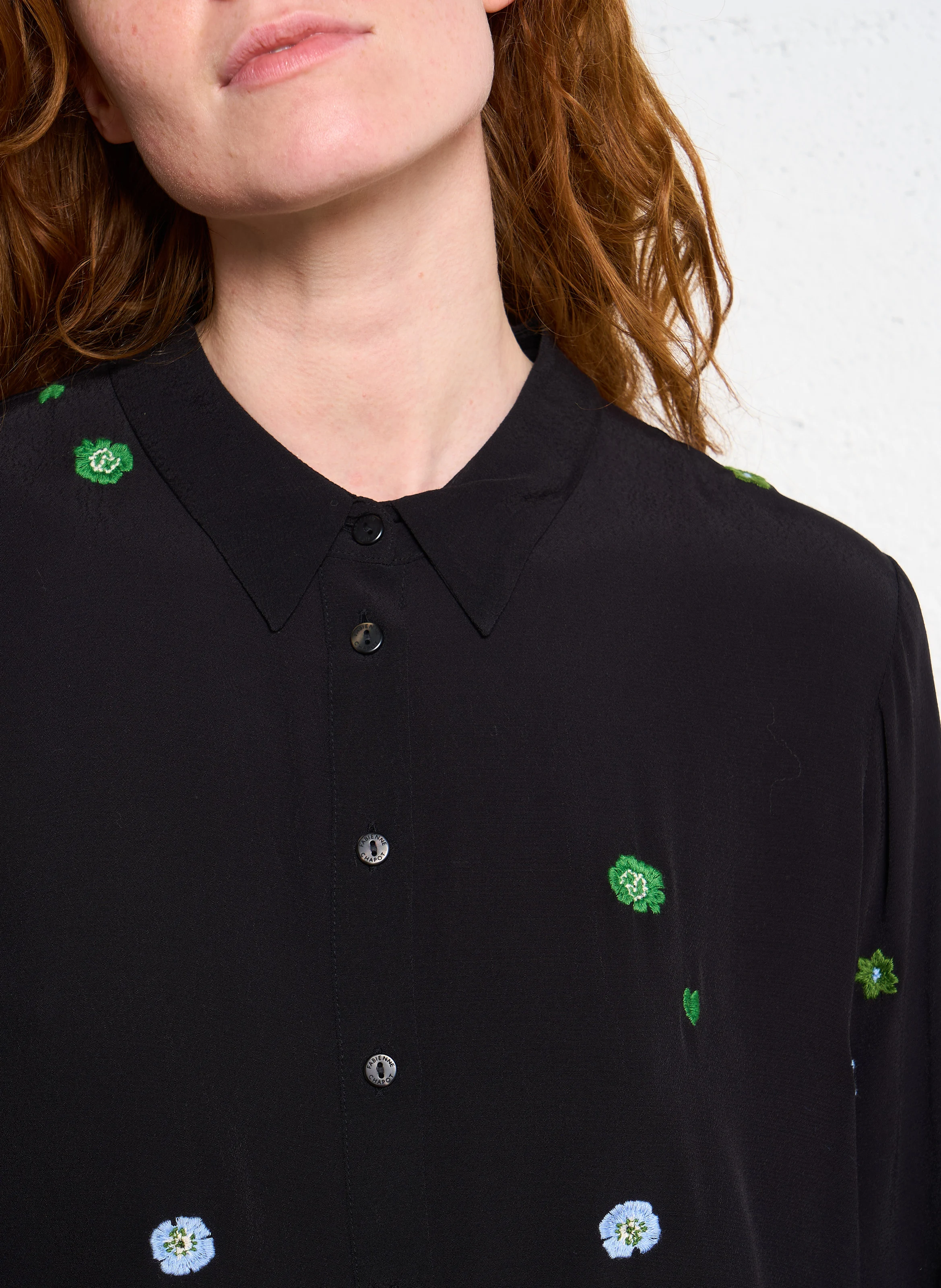 LOT - Chemise droite brodée | Noir