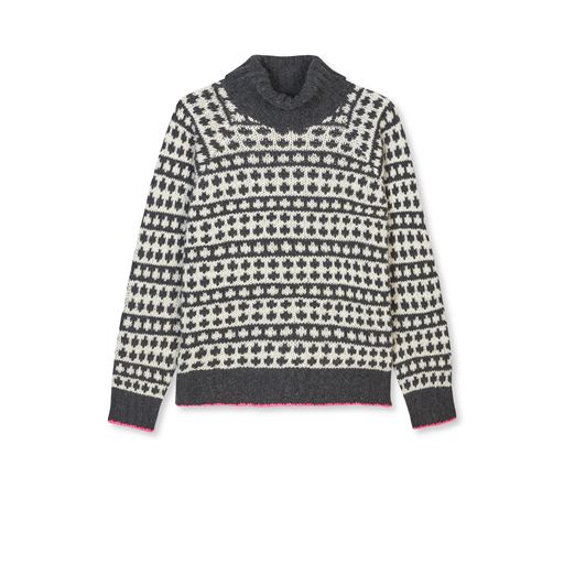 Mads Nørgaard Recycled Iceland Kira Sweater, Dark Grey Melange/Winter White, L