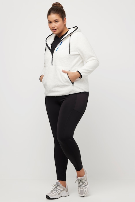 Fleece-Hoodie, Koordinaten-Druck, Zipptaschen, Langarm