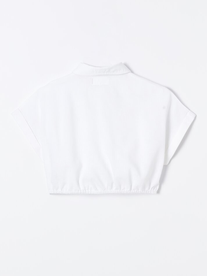 Camisa rústica de manga curta - Branco-sujo