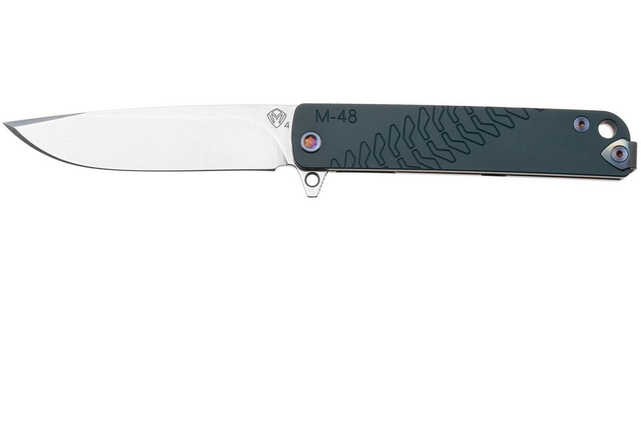 Medford M-48, 25-M48-01, S45VN Tumbled Blade, Blue Aluminum Handle, Flamed Hardware zakmes