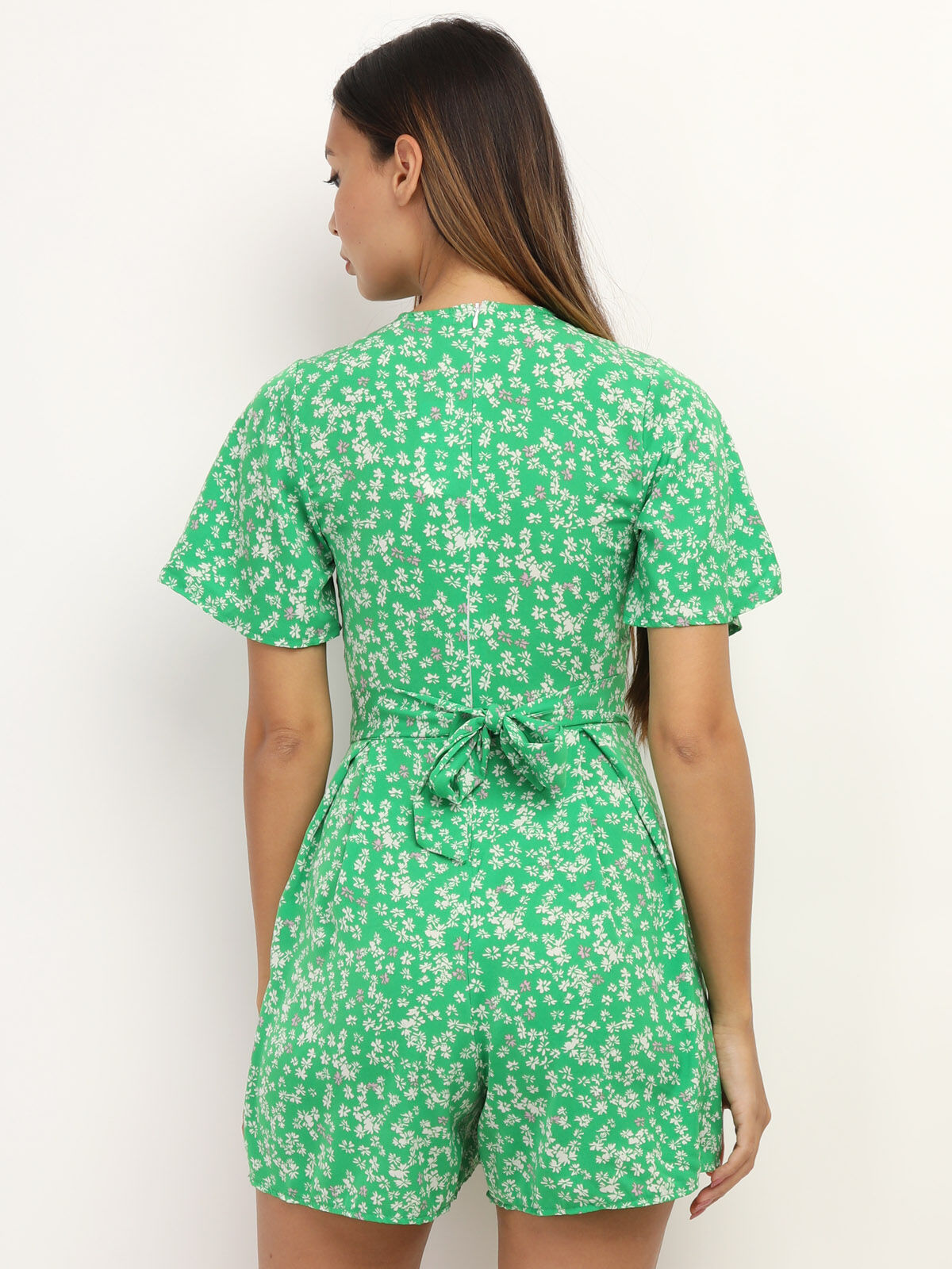 Combi-short à imprimé petites fleurs- Vert