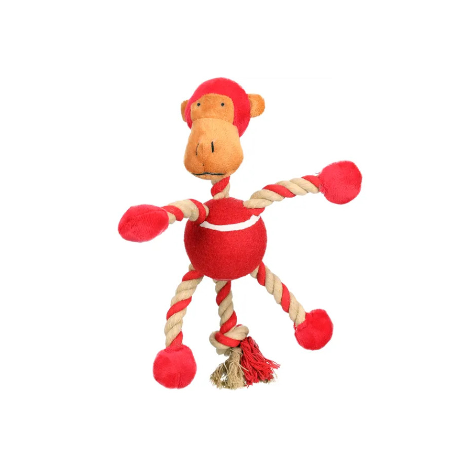 Bola de pelúcia em formato de flamingo com cordões para cães